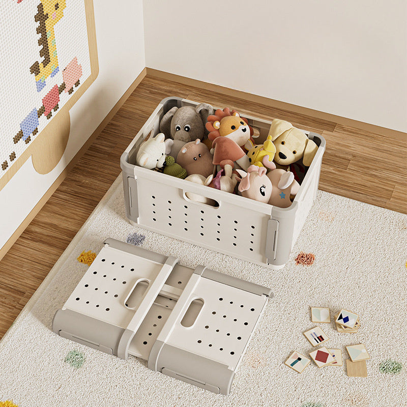 Cesta de Almacenamiento Grande y Plegable para Ropa y Juguetes - Plástico Blanco, Organizador Espacioso para Snacks y Juguetería de Niños
