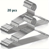 Conjunto de 20 Perchas Metálicas Premium - Antideslizantes, Resistentes y Antióxido, Acero Inoxidable con Acabado Pulido, Ranuras Mejoradas para el Hombro para Organización del Armario, Estantería Ahorradora de Espacio para Abrigos, Vestidos y Más, Ideal