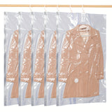 Bolsas de almacenamiento de vacío colgantes de 5 piezas, bolsas de ropa de plástico rectangular multipropósito con cierre de cremallera para abrigos de invierno, trajes, chaquetas y chaquetas de plumón - Organizador de armario ahorrador de espacio, no ne