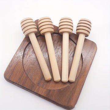 100pcs Mini Cuchara De Madera Para Miel, Mango Largo De Madera Para Miel, Suministros Para Tarros De Miel, Varilla Para Mezclar Té Con Leche, Herramientas Para Postres, Gadget De Cocina