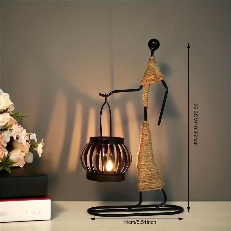 1 Pieza, Candelabro De Metal Con Diseño De Personaje De Mujer, Decoración Navideña, Candelabro Navideño