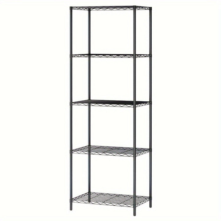 Estante de almacenamiento de metal clásico de 5 niveles, estante organizador de montaje en el piso de almacenamiento abierto para cocina, baño, dormitorio y sala de estar - Isla de almacenamiento estacionaria sin materiales de madera - Uso sin electricid