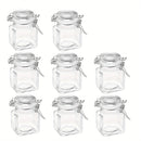 8 frascos de vidrio cuadrados de 100 ml con tapas de metal, reutilizables, ideales para almacenar alimentos, granos, especias y mermelada, perfectos para organizar la cocina