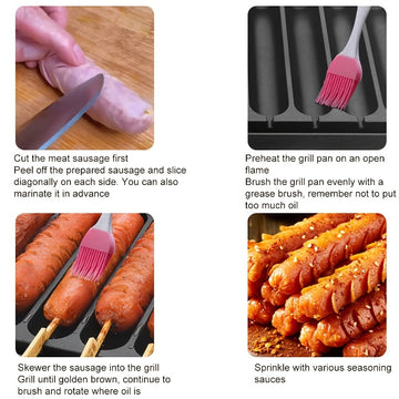 Sartén para Salchichas Antiadherente Versátil - Apta para 6/8 Hot Dogs, Perfecta para Barbacoas en Interiores y Exteriores, Fácil de Limpiar y Diseño que Ahorra Espacio