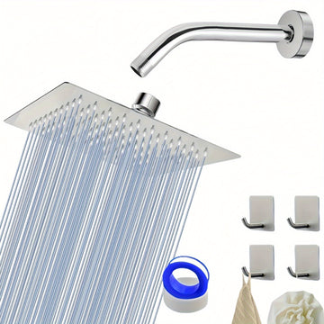 1 juego de 7,8 pulgadas (19,81 cm) de alta presión, cabeza de ducha de lluvia, juego de accesorios de ducha, accesorios de ducha de acero inoxidable, accesorios de ducha de baño, accesorios de ducha de baño de alta presión, accesorios de ducha de baño de