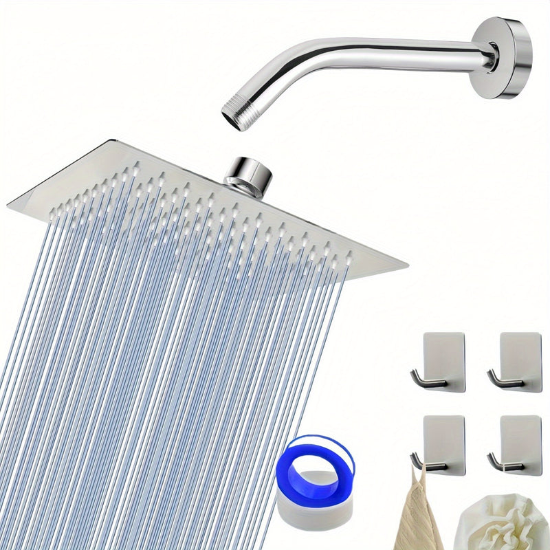 1 juego de 7,8 pulgadas (19,81 cm) de alta presión, cabeza de ducha de lluvia, juego de accesorios de ducha, accesorios de ducha de acero inoxidable, accesorios de ducha de baño, accesorios de ducha de baño de alta presión, accesorios de ducha de baño de