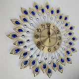 1 pieza, reloj de sol estilo europeo con diseño de piedras gemas en forma de lágrima - Reloj de pared moderno y minimalista silencioso para sala de estar, funcionamiento con batería (no incluye pilas AA), decoración de pared para reloj