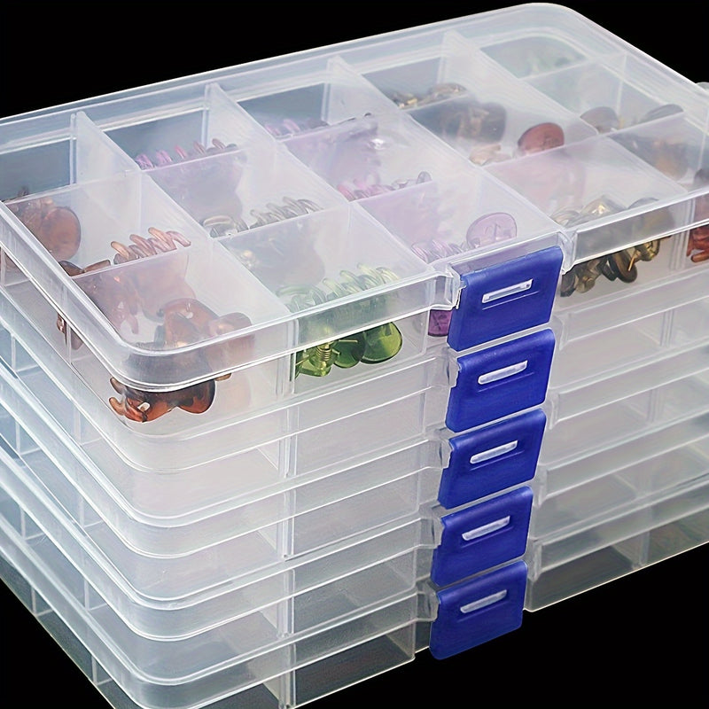4pcs Cajas Organizadoras de Plástico de Estilo Clásico con Cierre de Hebilla - Almacenamiento Rectangular Multipropósito para Mesa para Joyería, Cuentas, Suministros de Manualidades - No Necesita Electricidad, Organizador de Escritorio|Diseño Clásico|Caj