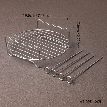 1pc Rejilla para Freidora de Aire de Acero Inoxidable con 4 Brochetas - Doble Capa, Incluye Alfombrilla de Silicona, Ideal para BBQ y Horneado, Regalo Perfecto para Mamá, Esencial en la Cocina