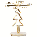 Soporte de vino de árbol de Navidad de 6 vasos - Elegante soporte de metal dorado con adornos decorativos, perfecto para comidas de vacaciones y decoración del hogar, estante de vino de mesa