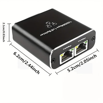 Divisor de Ethernet de 1 a 2 Gbps - Divisor de red con cable de alimentación USB, adaptador de divisor de Internet RJ45, velocidad de 1000 Mbps, adecuado para cables Cat 5/5E/6/7/8 para conectar 2 dispositivos simultáneamente.