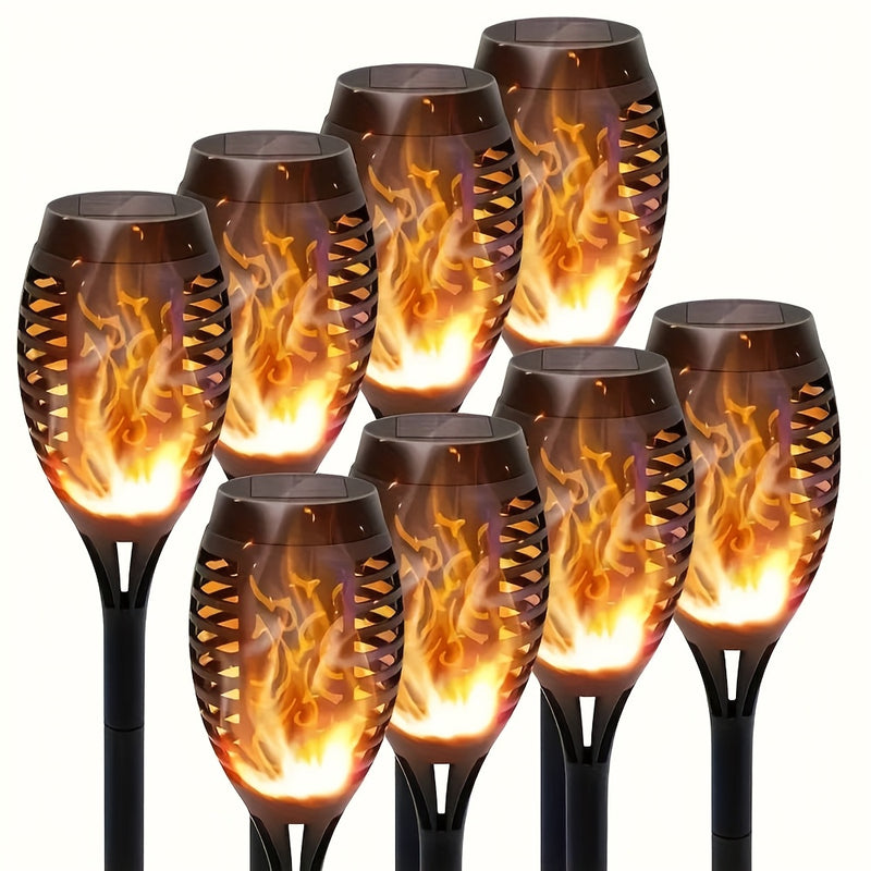8pcs Luces Solares con Llama Parpadeante para Exteriores, Iluminación Automática de Anochecer a Amanecer Impermeable ABS para Patio, Terraza, Decoraciones del Día de la Independencia, Luces Colgantes Solares para Ambiente Exterior