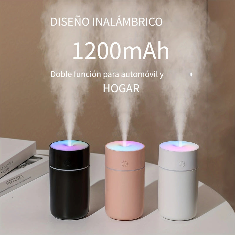 Humidificador de aire portátil con tecnología de ondas sonoras, 1200mAh, niebla fría inalámbrico para habitaciones