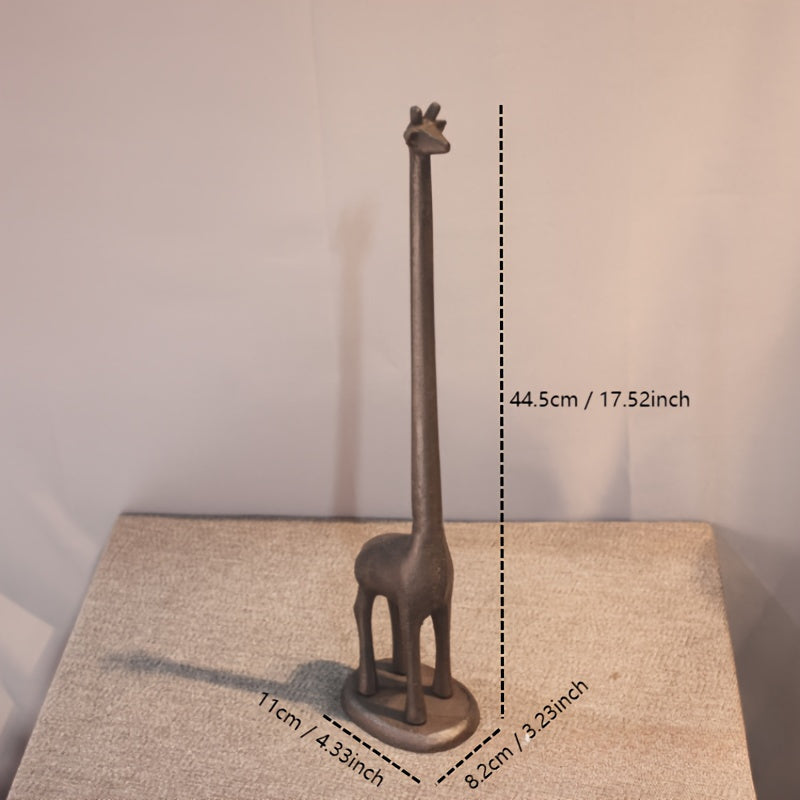 Porta Toallas de Papel Jirafa de Metal - Escultura Decorativa Versátil para Mesa y Cocina, Dispensador de Papel de Diseño Elegante, Accesorio de Decoración para el Hogar Compatible con Interiores y Exteriores, No Se Necesita Electricidad