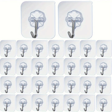 30 ganchos adhesivos transparentes sin marcar, sin clavos ni daños, para cuadros y azulejos, fijación fuerte, compatibles con múltiples superficies