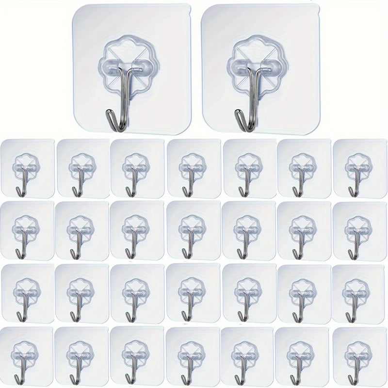 30 ganchos adhesivos transparentes sin marcar, sin clavos ni daños, para cuadros y azulejos, fijación fuerte, compatibles con múltiples superficies
