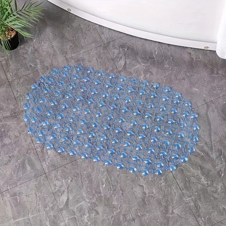 1pc, Alfombra de baño ovalada de PVC antideslizante, pelo bajo, solo lavado a mano, alfombra de baño navideña, hecha a máquina, respaldo de plástico, 547,14 g/m², 0,4 cm de grosor