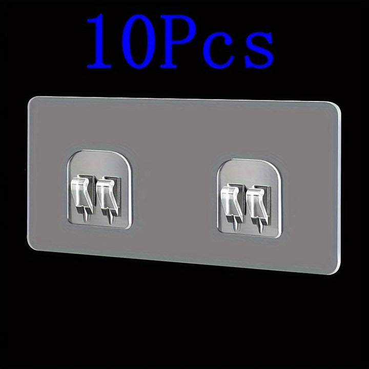 1/2/5/10/20pcs Ganchos Autoadhesivos Sin Taladro para Baño, Soportes para Barra de Ducha, Ganchos Montados en la Pared para Dormitorio, Armario, Gabinete de Cocina - Estilo Contemporáneo, Material Plástico, Ganchos de Utilidad