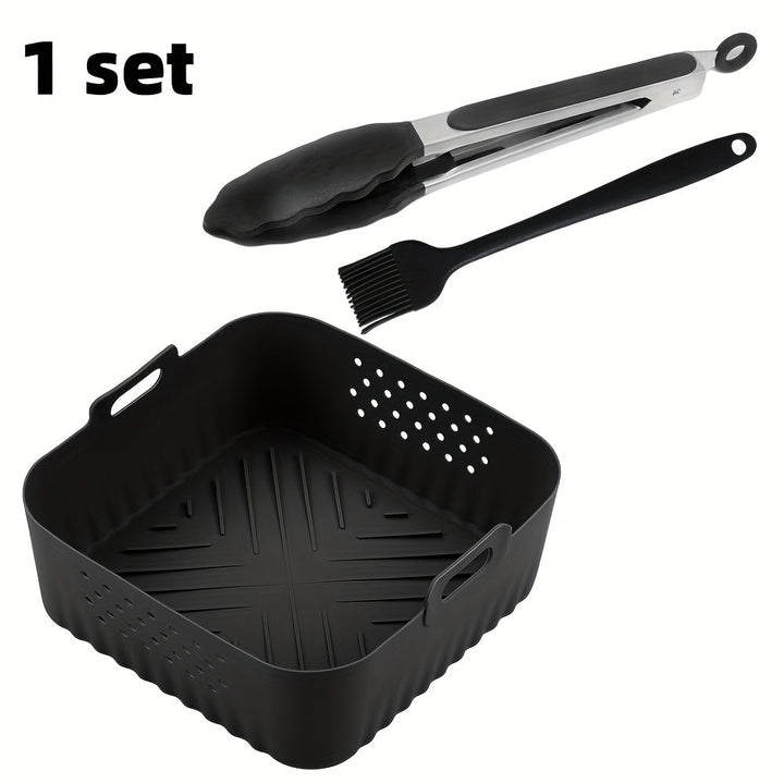 22.5cm Línea de Aire Reutilizable de Silicona para Freidora - Antiadherente, Bandeja de Hornear Fácil de Limpiar con Agujeros de Ventilación para Horno y Freidora, Perfecta para Cocinar Pollo y Papas Fritas, Línea de Freidora con Ventilación | Bandeja de