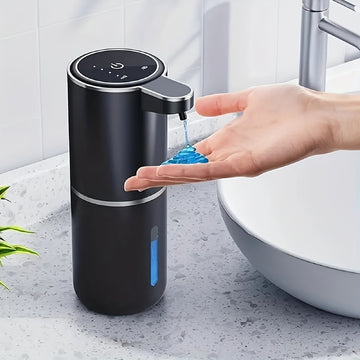 Dispensador automático de jabón en espuma de 12.8 oz con montaje en pared, pantalla de energía, recargable por USB, diseño sin contacto para baño, cocina, hotel y restaurante – Sensor inteligente, solución conveniente e higiénica