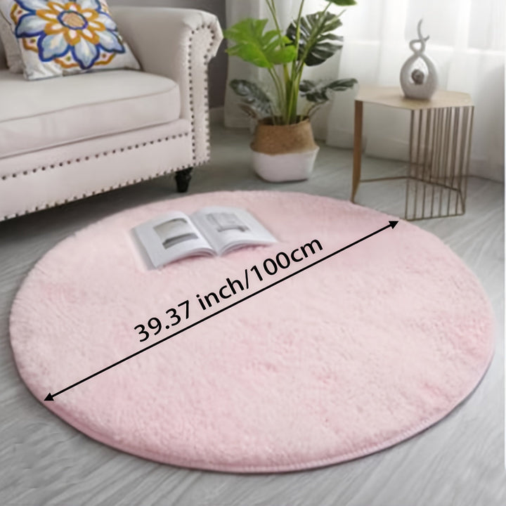 Una alfombra de peluche ultra-suave, redonda, antideslizante, lavable a máquina, linda y esponjosa, utilizada para la decoración de salón, dormitorio, pasillo o habitación, indispensable para el hogar
