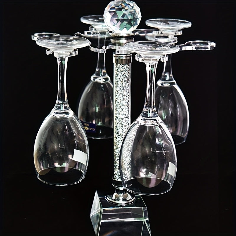 Portavasos de Vino de Cristal con Estrás de Lujo Ligero Adecuado para Decoración y Almacenamiento en el Escritorio del Bar Doméstico