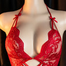 Lencería sexy, diseño de entrepierna abierta, mono esqueleto de encaje, elegante mono para mujer, ropa de seducción para la cama, bata de pasión