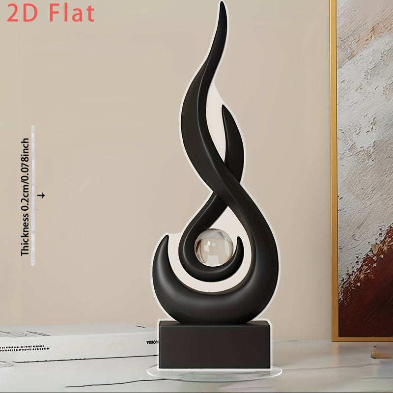 Adorno Decorativo de Llama Negra Elegante en Estilo Europeo, Material Acrílico, Piedra Mágica Iluminadora para Espacios Domésticos y Comerciales, Perfecta para Oficina, Sala de Estar y Bar | Regalo Ideal para Inauguración de Casa
