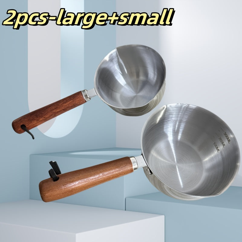 2 piezas de olla de salsa de acero inoxidable - Topper de cocina multifuncional para derretir mantequilla, chocolate y queso, con una olla pequeña para verter aceite, hervir aceite y aceite caliente