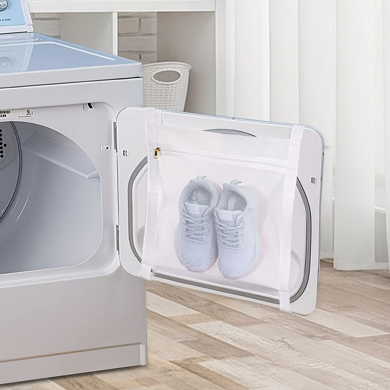 Bolsa de Lavandería de Malla Versátil con Cremallera - Ideal para Zapatillas y Ropa, Tela de Panal Reutilizable, Se Adapta a la Mayoría de Secadoras, Bolsas de Lavandería