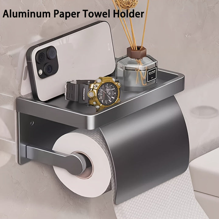 Papel Higiénico Montado en la Pared, 1 ud Portarrollos de Papel Higiénico Montado en la Pared Con Estante, Estante de Almacenamiento de Papel Higiénico, Accesorios de Baño, Almacenamiento y Organización de Baño