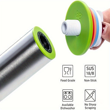 1 pieza de rodillo ajustable con 4 discos extraíbles para hacer pizza, galletas, gominolas, pasteles, pasta y más productos de panadería - Rodillo de masa antiadherente para un uso fácil
