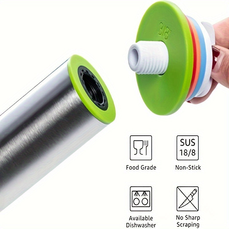 1 pieza de rodillo ajustable con 4 discos extraíbles para hacer pizza, galletas, gominolas, pasteles, pasta y más productos de panadería - Rodillo de masa antiadherente para un uso fácil