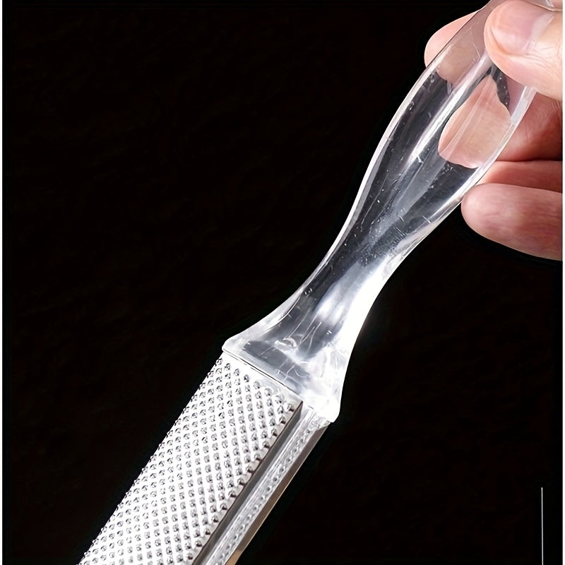 Limpiador de Pies de Acero Inoxidable Resistente - Exfoliante para Pedicura, Talones y Dedos Muertos en Color Beige Claro - Herramienta Manual para Cuidado del Pie en Casa o Salón, Fácil de Limpiar, Diseño Ergonómico y Construcción Duradera