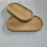 Bandeja ovalada multifuncional de bambú pulido, diseño sólido, temática urbana, ideal para tocadores, mesones de baño, posavasos para té y café, almacenamiento de cosméticos, hogar y cocina, Navidad, San Valentín