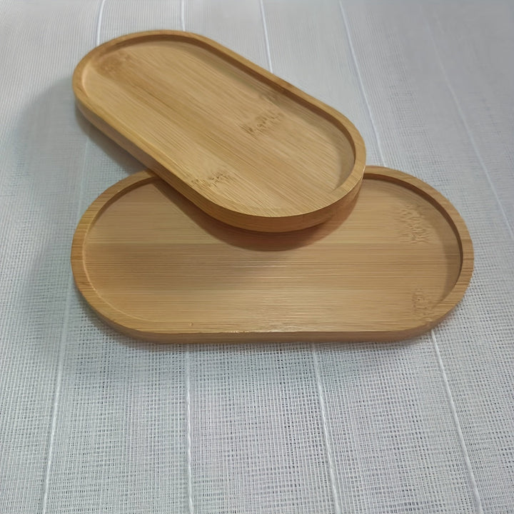Bandeja ovalada multifuncional de bambú pulido, diseño sólido, temática urbana, ideal para tocadores, mesones de baño, posavasos para té y café, almacenamiento de cosméticos, hogar y cocina, Navidad, San Valentín