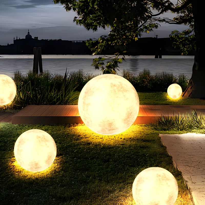 Lámpara Solar Decorativa de Jardín con Forma de Luna para Exteriores, Luz de Césped Iluminada para Jardín Cuadrado