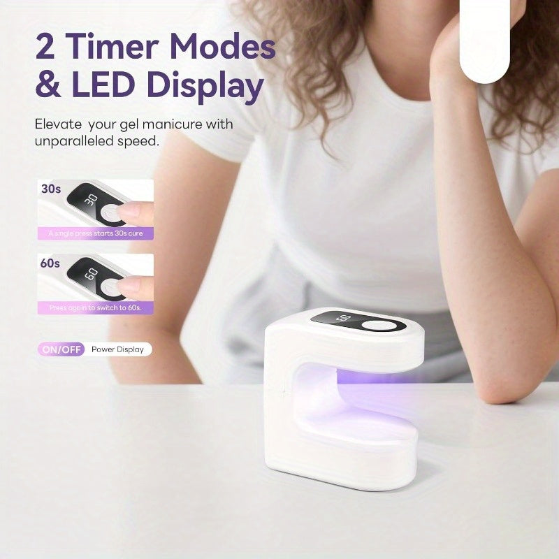 Lámpara de manicura cuadrada para dulces - Adecuada para uñas de gel, LED, carga USB, ajuste dual portátil, lámpara de secado, uso dual en casa y salón, función de doble temporización de secado rápido, herramienta de manicura moderna | Lámpara decorativa