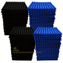 48 paquetes de tableros autoadhesivos absorbentes de sonido (24 negros + 24 azules), adecuados para salas de grabación, habitaciones de instrumentos, KTVs, etc., absorben rápidamente mezclas y ruidos, densidad: 25 kg/m³