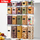 THELiFE 5/20pcs Contenedores Herméticos para Almacenamiento de Alimentos con Tapas, Organización y Almacenamiento en la Despensa de Cocina, Frascos de Plástico Libres de BPA para Cereales, Harina, Azúcar, Alimentos Secos, Incluye Etiquetas & Rotulador