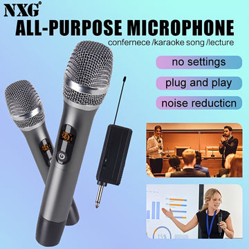 Sistema de Micrófono Inalámbrico Profesional NXG - Portátil, Alcance de 160 pies para Karaoke, Bodas, DJs, Fiestas, Discursos y Uso en Aulas con Control de Volumen, Conector de 3.5mm, Batería Recargable