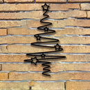 Arte de pared de árbol de Navidad de metal - Decoración navideña no eléctrica para interiores y exteriores, elegante árbol de metal negro con adornos de estrellas, perfecto para sala de estar, patio o jardín, decoración de pared de Navidad.