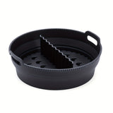 1pc Estera de Horno Reutilizable para Freidora de Aire, Redonda, Silicona, Grado Alimenticio, Plegable, Multifuncional, Antiadherente, con Almohadillas Divisorias para Freidora de Aire