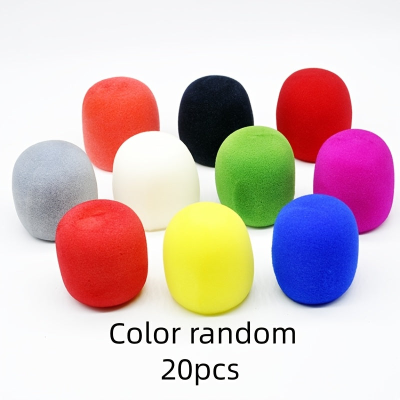 20pcs Cubiertas de Micrófono Gruesas Premium para Karaoke en Casa - Duraderas, No Desechables, Protección de Esponja a Prueba de Viento, Colores Surtidos