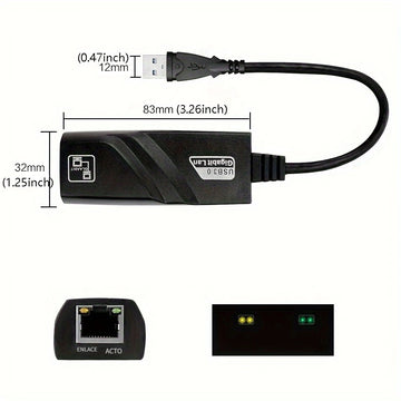 Adaptador de Ethernet USB 3.0 de 1000Mbps/100Mbps, tarjeta de red RJ45 para PC/Portátil, compatible con Smartthings, alimentado por USB, tensión de funcionamiento ≤36V