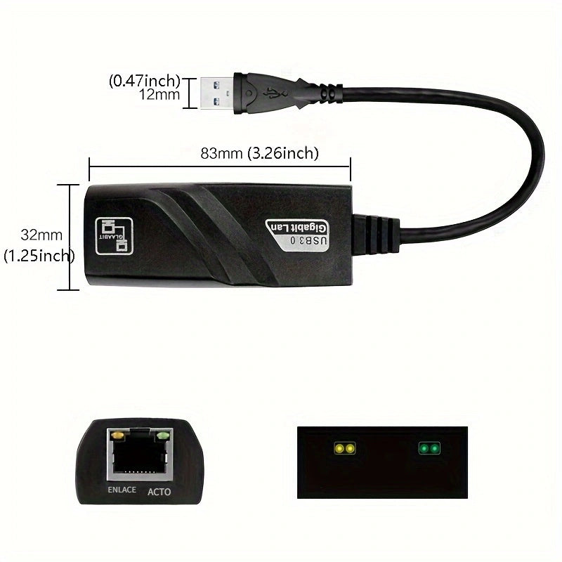 Adaptador de Ethernet USB 3.0 de 1000Mbps/100Mbps, tarjeta de red RJ45 para PC/Portátil, compatible con Smartthings, alimentado por USB, tensión de funcionamiento ≤36V