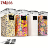 2/3/4 piezas, juego de contenedores de almacenamiento de cereales, grandes, herméticos, para almacenamiento de alimentos en la cocina y la despensa, juego de contenedores de almacenamiento de cereales para crujir, sin BPA, dispensadores, THELiFE