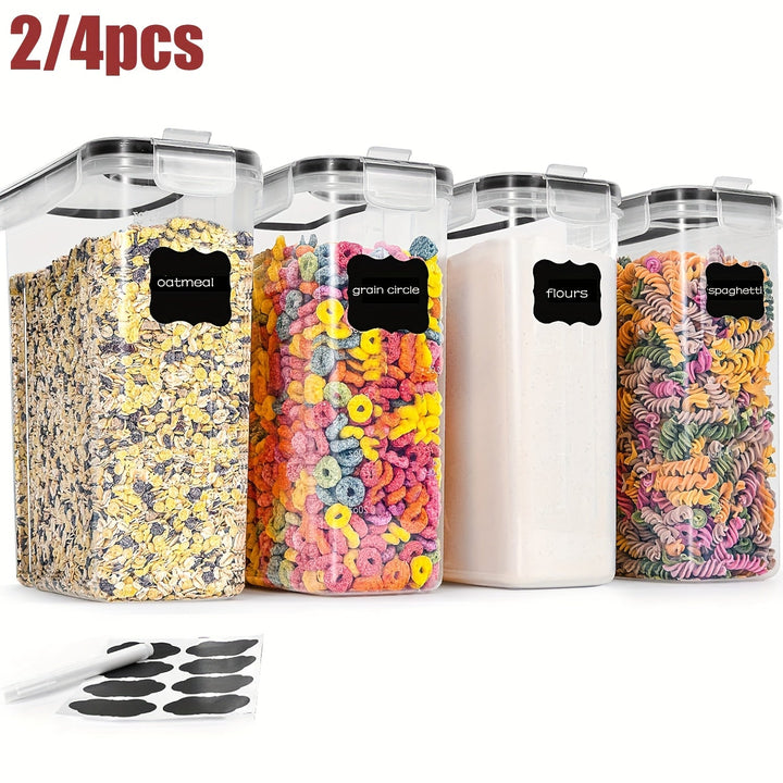 2/3/4 piezas, juego de contenedores de almacenamiento de cereales, grandes, herméticos, para almacenamiento de alimentos en la cocina y la despensa, juego de contenedores de almacenamiento de cereales para crujir, sin BPA, dispensadores, THELiFE