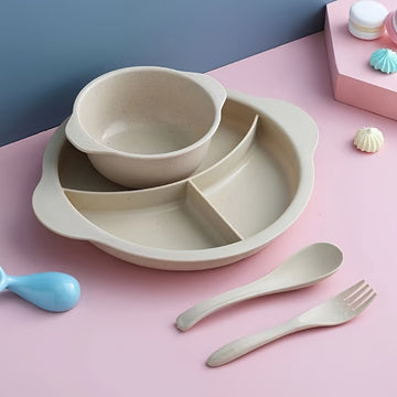 Juego de Cena para el Hogar de 4 Piezas, Estilo Europeo, Conjunto de Vajilla con Plato, Tazón, Cuchara y Tenedor