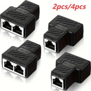 Divisor de Ethernet RJ45 2/4, adaptador de puerto masculino 1 a 2, compatible con cable Cat5/Cat6, permite que dos computadoras se conecten simultáneamente, adaptador de expansión de red
